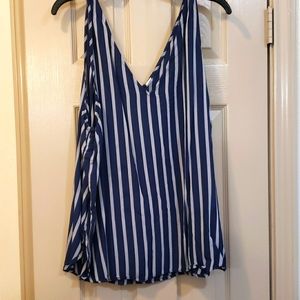 Old Navy Sleevless navy blue and white stripes blouse XXL